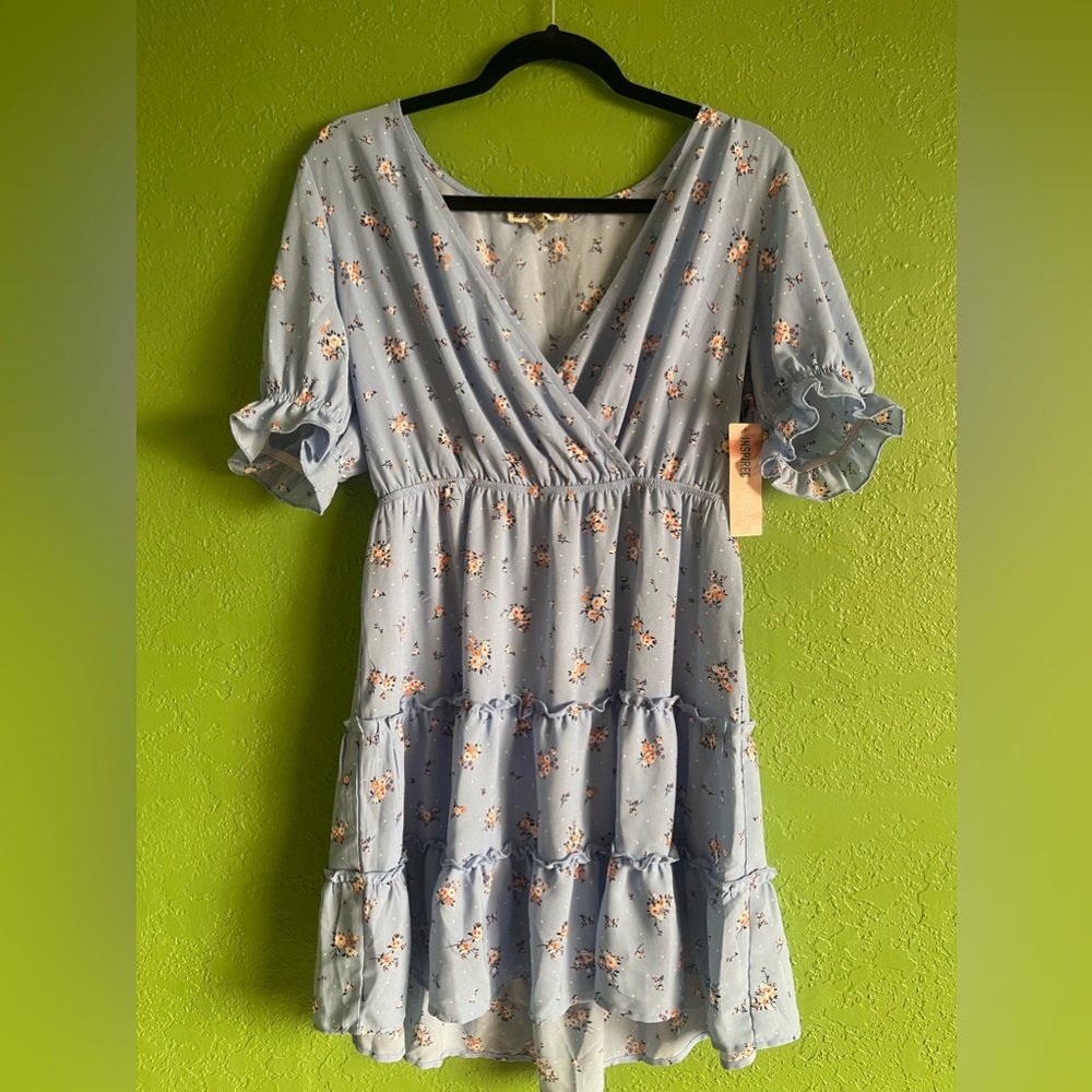 Inspired Hearts Blue Floral Dress Size XL New W/Tag